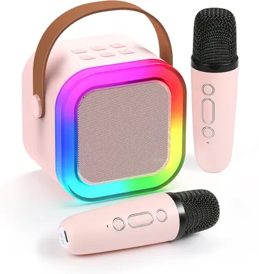 Obrázok produktu pre Karaoke zariadenie – Reproduktor – Na domáce oslavy – S 2 mikrofónmi – 25 cm – Čierna farba