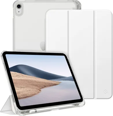 Produktbild von Fintie Hülle für iPad (A16) 11 Generation 11 Zoll 2025, iPad 10 Generation 10.9 Zoll 2022 mit Stifthalter - ultradünne leichte Schutzhülle mit transparenter Rückseite, Auto Schlaf/Wach, Weiß