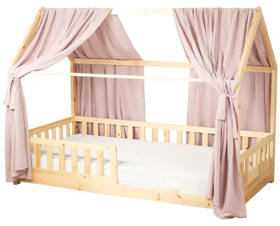 Produktbild von Doppel Bettbaldachin für Hausbett aus - 130x420 cm - Rose | by SEVIRA KIDS