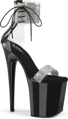 Produktbild von FLAMINGO-827RS Damen Sandale von Pleaser, Transparent Schwarz Leder, EU 41, US 11
