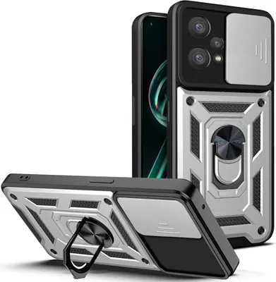 Produktbild von Realme 9 Pro Hülle mit Ring Ständer Halter Dia Kameraschutz TPU Bumper Silikon Schutzhülle für OPPO Realme 9 Pro Silber