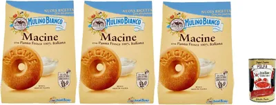 Produktbild von Mulino Bianco Macine Kekse – 3×800 g Familienpack, mit frischer italienischer Sahne, ohne Palmöl, knusprig & aromatisch – Frühstücksgebäck aus Italien + Italian Gourmet polpa
