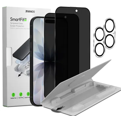 Zdjęcie produktu dla 2-pak iPhone 17 Szkło ochronne na ekran Privacy & 2-pak ochrona obiektywu - Szkło hartowane | [Automatyczna instalacja] - Bez bąbelków