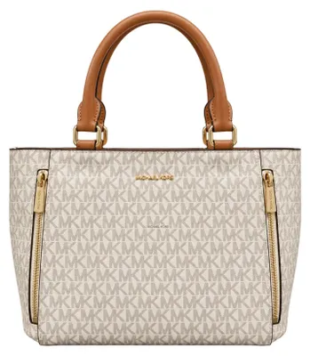 Imagen del producto de Michael Kors, bolso de mano pequeño "Nabela" con cierre de cremallera, color beige