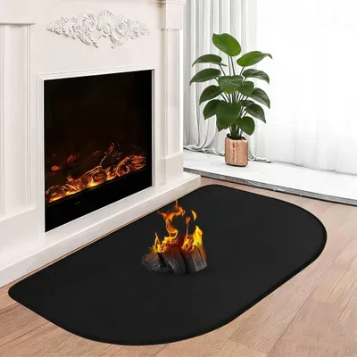 Imagen del producto de Base resistente al fuego para chimenea: Alfombrilla de protección térmica semicircular de 50 x 80 cm
