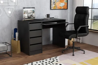 Productafbeelding van Bureau, kantoortafel, computerbureau, tafel A700, 110x55x77 cm, zwart