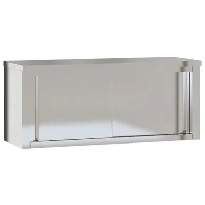 Immagine prodotto di Mobile Cucina da Parete con Ante Scorrevoli in Acciaio Inox