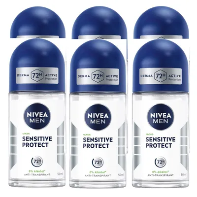 Image de Nivea Men Déo Sensitive Protect Roll On Anti Transpirant 50ml pack de 6