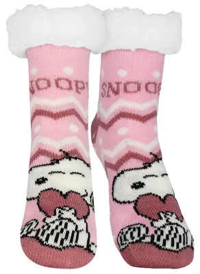 Produktbild von The Peanuts Snoopy Hüttensocken - Haussocken für Damen Kuschelsocken Flauschige Wintersocken warme Frauen Socken Rosa 35-38