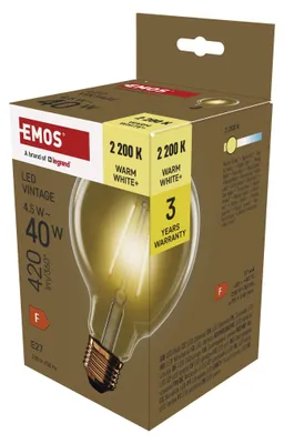 LED žárovka Vintage G95 / E27 / 4,5 W (40 W) / 420 lm / teplá bílá