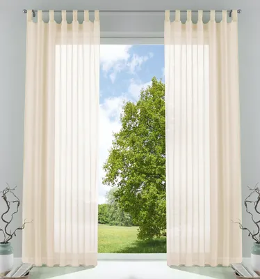 Produktbild von 2er-Pack Gardinen Transparent Vorhang Set Wohnzimmer Voile Schlaufenschal mit Bleibandabschluß HxB  225x140 cm Creme 61000CN