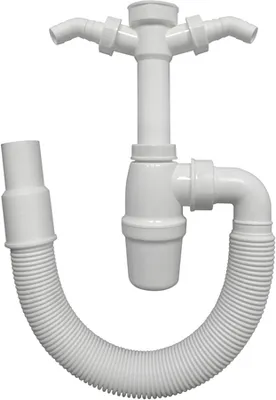 Produktbild von Flaschensiphon 1,5 Zoll mit flexiblem Anschlussrohr und zwei Geräteanschlüssen