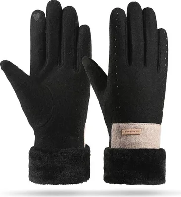 Produktbild von Damen Winter Warme Touchscreen-Handschuhe mit Fleecefutter Gestrickte Winterhandschuhe für kaltes Wetter