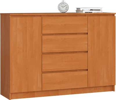 Produktbild von Kommode AKORD K140 Erle 138 cm 2 Türen 4 Schubladen 4 Ebenen B138 x H99 x T40 cm