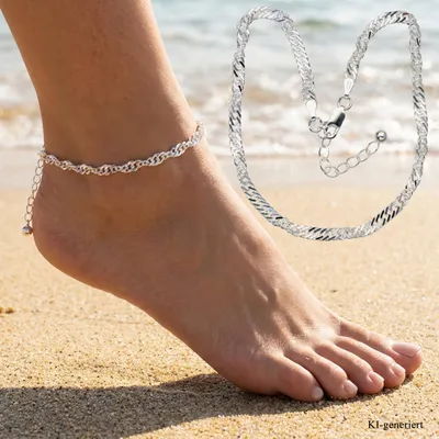 Produktbild von Fußkettchen Singapur Silber 925 Stärke 3 mm Länge 30 cm