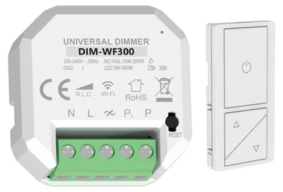 Immagine prodotto di Alcapower Smart Dimmer 230V AC 300W per lampade LED, CFL, incandescenza e alogene con controllo remoto tramite smartphone e telecomando incluso