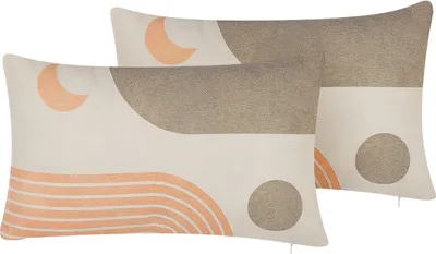 Produktbild von BELIANI Dekokissen 2er Set Mehrfarbig Polsterbezug abstraktes Muster 50 x 30 cm Wohnzimmer Salon Schlafzimmer Modernes Design