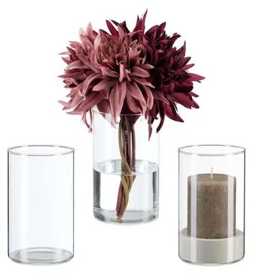 Vasen-Set aus Glas, 3 Stück, H 15 cm, Ø 9,5 cm, transparent