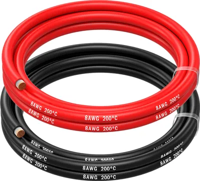 Image de MMOBIEL Câble électrique de batterie, AWG 8, 8,37mm², rouge et noir, 1,5 m / 5 ft