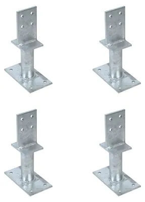 Zdjęcie produktu dla Alberts 4 x wsporniki słupków teowych ze środnikiem, kotwa do betonu 150 mm, wysokość środnika 130 mm, ocynkowane ogniowo, do osadzania w betonie
