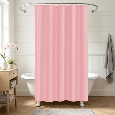 Image de Rideau de douche en polyester - Anti-moisissure et imperméable - Pour baignoire et douche - 100x200 cm, couleur rose, avec 7 crochets