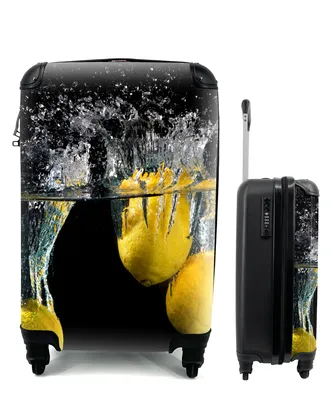 Produktbild von MuchoWow® Koffer Handgepäck Trolley Rollkoffer Kleine Reisekoffer mit 4 Rollen - Zitrone - Frucht - Stilleben - Wasser - Gelb - Cabin Size < 55x40x23 cm & 55x40x20 cm - Fotokoffer - Kabinenkoffer - Boardgepäck - Reise-Box - Reisekoffer - Reisegepäck - Koffer mit Bild - Trolley für Kinder