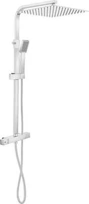 Zdjęcie produktu dla Termostatyczny system prysznicowy - zestaw deszczownicy, kwadratowa, 30 cm - armatura mosiężna - powierzchnia chromowana - do łazienki - jasnosrebrny