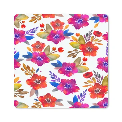 Produktbild von MuchoWow® Mauspad Mousepad Aquarell - Blumen - lila 20x20 cm - Mousepads - Maus Mat - Pad - Mausunterlage - Desk Mat - Bureauartikeln