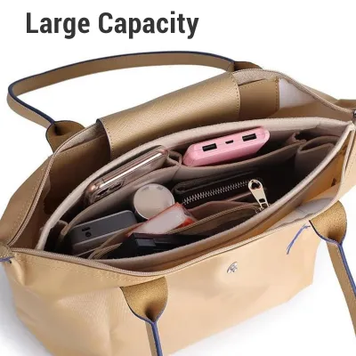 Zdjęcie produktu dla Organizer do torebki – trwała konstrukcja – worek w worku – możliwość składania – ochrona kosmetyków i telefonu – stylowy design – organizer do torebki