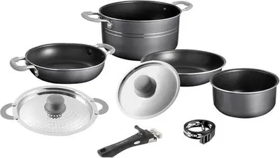 Produktbild von Famanu Camping Kochset 7+1 Teilig - Antihafte Pfannen Set 22 cm