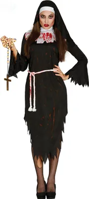 Produktbild von Zombie Nonne Kostüm für Damen, Größe: 42 - 44 (L) Farbe: Schwarz