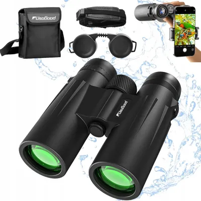 Image de Usogood 10x42 Jumelles 10x42 HD Jumelles compactes pour adultes avec prisme BAK4 et objectif FMC, étanches avec adaptateur pour smartphone