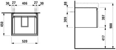 Produktbild von LAUFEN Laufen Waschtischunterbau LAUFEN PRO S 520x390x450mm 1 Schub we gl