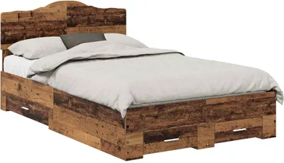 Produktbild von vidaXL Bettrahmen mit Schubladen Altholz 120 x 190 cm Holzwerkstoff