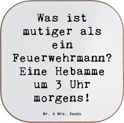Produktbild von Mr. & Mrs. Panda Untersetzer für Gläser Spruch Mutige Hebamme - Weiß - Geschenk, Getränkeuntersetzer, Heldentum Hebammen, gläseruntersetzer, Berufspassion, Beruf, Coaster