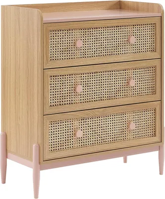 Produktbild von BAÏTA Kinderkommode Pablo, rosa und Rattan