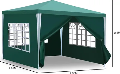 Produktbild von TolleTour 3 x 3 m Garten Pavillon mit 4 Seitenteilen tragbares wasserdichtes Zelt Partyzelt, für Garten Terrasse Feier Party,Grün