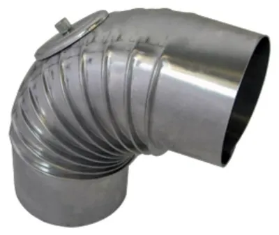 Produktbild von Bertrams Alu Bogen 14BG90-80KV 90°, Ø 80 x 0,7 mm, gerippt, mit Kontrollverschluss