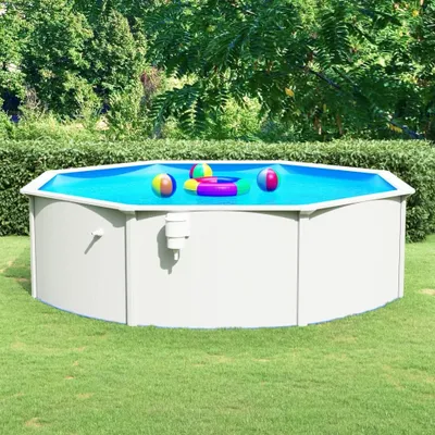 Produktbild von The Living Store Pool mit Stahlwand Rund 460x120 cm Weiß