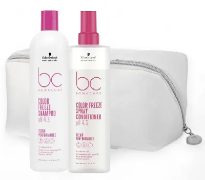 Produktbild von Schwarzkopf BC Color Freeze Shampoo 500 ml + Spray Conditioner 400 ml + Kosmetiktasche