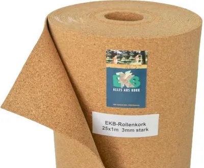 Produktbild von Naturkork Rollenware mit einer Stärke von 1 mm, 1 Meter Breite und 50 Meter Länge