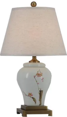 Produktbild von Fine Asianliving Chinesische Tischlampe Porzellan mit Lampenschirm E27 Orientalische Tischleuchte Keramik Nachttischlampen Schlafzimmer Wohnzimmer