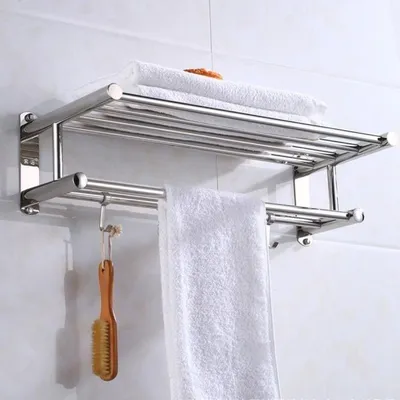 Produktbild von Handtuchhalter fürs Badezimmer, wandmontierter Handtuchhalter aus Edelstahl, 50 cm Wandregal