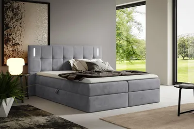 Produktbild von Boxspringbett Schlafzimmerbett MARTIM 140x200cm in Stoff Fresh Grau
