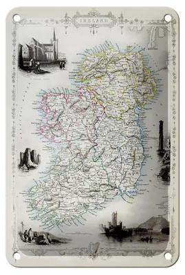 Produktbild von Blechschild Reise 12x18 cm Irland Landkarte Deko Schild