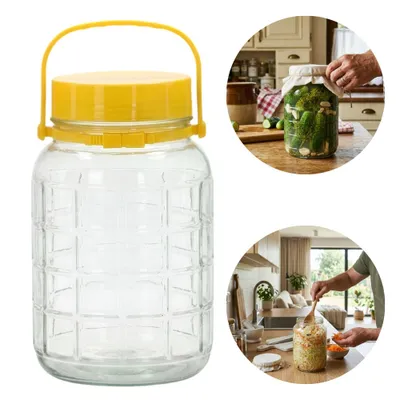 Produktbild von Großes Einmachglas mit Kunststoffdeckel und Tragegriff - Universal Vorratsglas, Glasbehälter für Lebensmittel, Fermentieren & Aufbewahrung, KI-generiertes Bild
