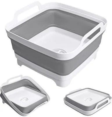 Produktbild von Kompakte, tragbare Spülbecken, Spülbecken mit Abwasseranschluss, tragbares Spülbecken, Camping-Spülbecken für Spülen, Wasch- und Küchenbenutzung, grau