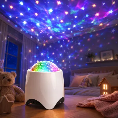 Zdjęcie produktu dla Projektor gwieździstego nieba, lampka nocna projektora muzycznego 3 w 1 z głośnikiem Bluetooth i białym szumem, 56 dynamicznych kolorów, dekoracja imprezowa dla dzieci i dorosłych