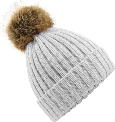 Produktbild von Beechfield Uni Strickmütze mit Bommel RW5283 (Einheitsgröße) (Hellgrau)