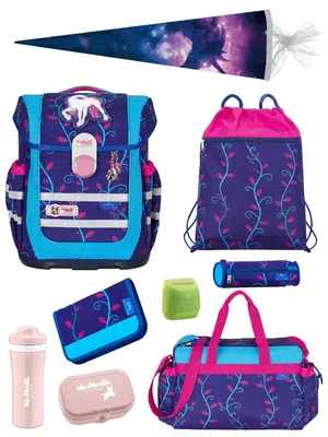Produktbild von McNeill Ranzen-Set 10-tlg. mit Schultüte / Zuckertüte Einhorn Schulranzen Ergo Complete für Mädchen 1. Klasse
